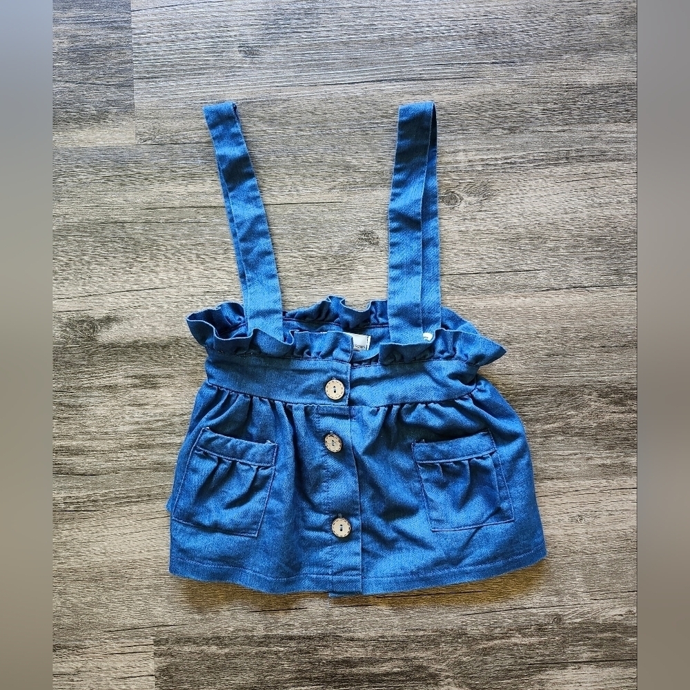 Bailey's Blossoms Boutique Chambray Denim Paperbag Suspender Overalls Skirt